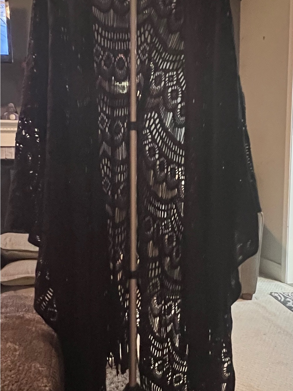Torrid, Black Crochet Ruana Open-Front, one size